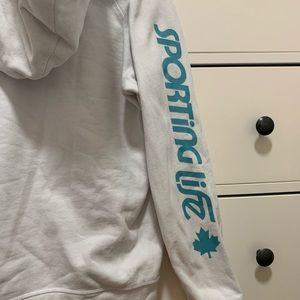 Sporting life white hoodie with logo